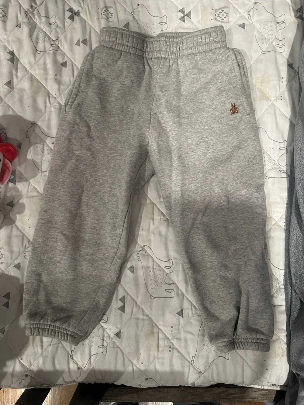 GAP Gray Sweatpants with Embroidered Bear Accent